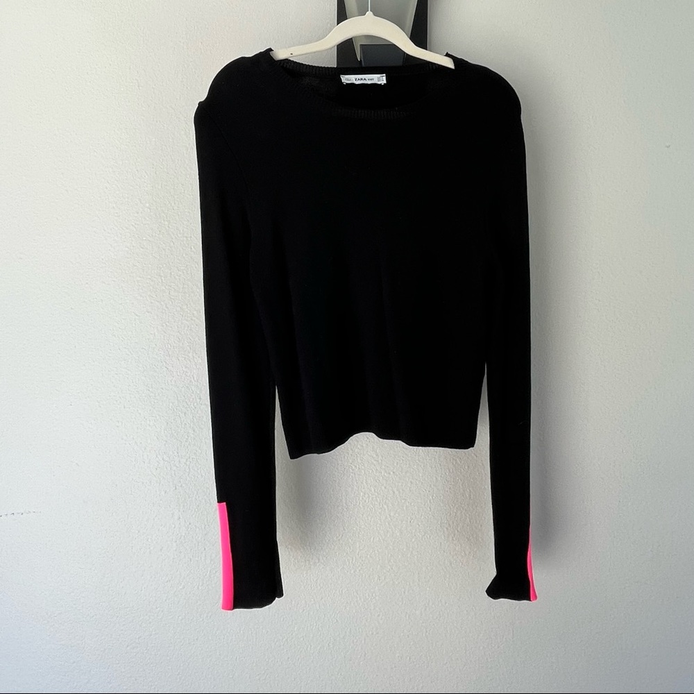 ZARA knit sweater with hot pink detail